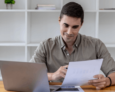 A customer receiving ISO-certified document output through typing services in Omaha with full quality monitoring.