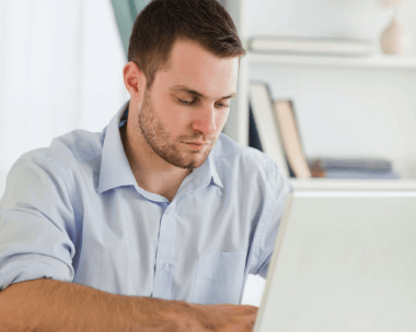 A customer exploring the features of Typing in Bridgeport, with benefits like fast turnaround and high accuracy standards.