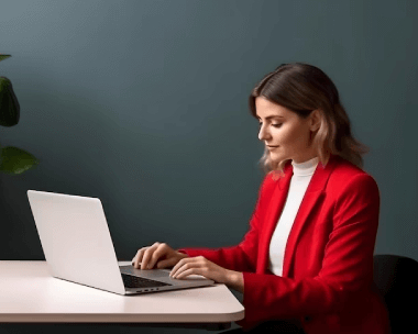 A expert typing on a laptop in an office, symbolizing high-quality typing services with strict confidentiality for documents.