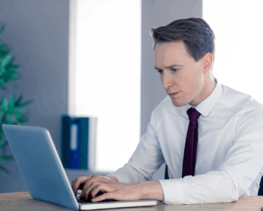 A customer using typing services in Louisville for business correspondence, benefiting from high accuracy and fast delivery.