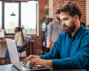 A client reviews a volume-discount quote for Outsourcing Typing Services, comparing page tiers and totals.